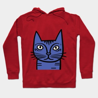 Quirky Blue Cat - Midcentury Illustration Hoodie